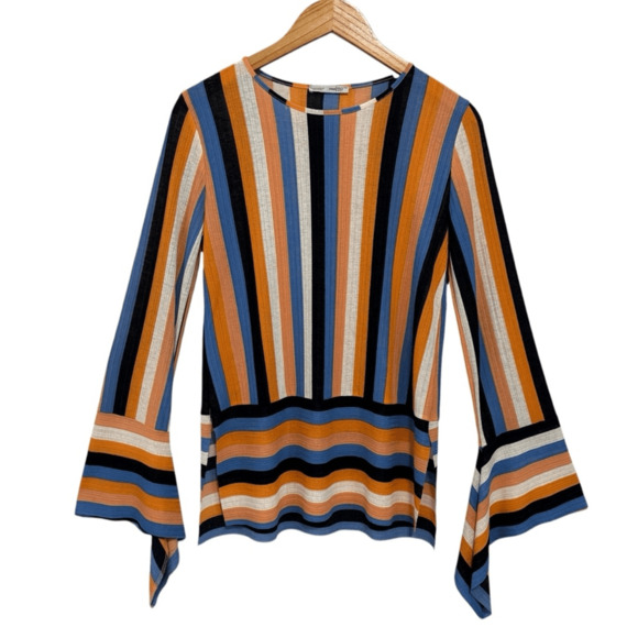 Zara Collection Striped Tunic Orange Blue Black White Size Small - Picture 1 of 5